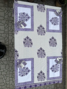 Purple <b>Tablecloth</b> Cover, Block Printed <b>Tablecloth</b>, Indian Table Linen, Floral Dinning <b>TableCloth</b> ,Elegant Decoration, Rectangle - Product Image 4