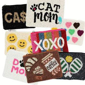 Pochette à monnaie tendance en perles de rocaille brodées pour accessoires, pochette à monnaie traditionnelle en perles de rocaille brodées avec une finition soignée - Product Image 6