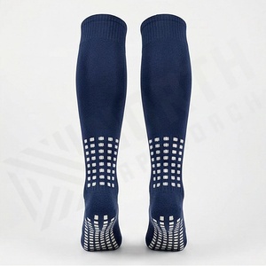 Navy Blue <b>Knee</b> <b>High</b> Soccer <b>Socks</b> Breathable Knitted Solid Color Adult Sports <b>Socks</b> - Product Image 3