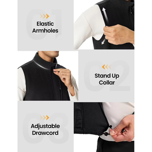 <b>Men's</b> Lightweight Fleece Vest Full Zip Insulated Waterproof Vintage Style Hooded Outdoor Hiking Warm <b>Thermal</b> Travel <b>Wear</b> - Product Image 1