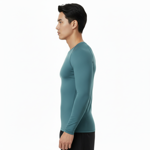 Men's Long Sleeve Compression <b>Shirt</b> Solid Color Quick Dry Sporty Fit O-Neck Knitted <b>Polyester</b> Slim Fit - Product Image 4