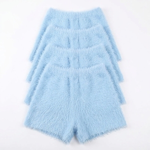 Spandex/Polyester Fashionable Design <b>Red</b> Elastic Waist Breathable Skinny Casual <b>Ladies</b> Cute Garment Dyed Knitted <b>Shorts</b> Pants - Product Image 4