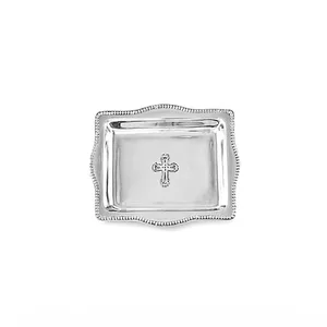 Bandeja Decorativa Redonda de Cerámica Ecológica con Diseño de Cruz, Acabado Pulido, Estilo Americano, Pieza Decorativa Duradera para el Hogar - Product Image 1