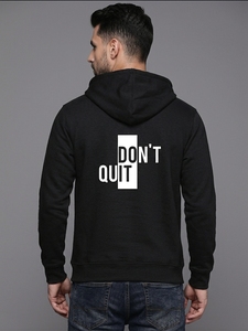 Sudadera con Capucha Negra Unisex, Estampado Sólido 'Don't Quit', Algodón, Informal, con Bolsillo Canguro, Corte Regular, para Invierno - Product Image 2