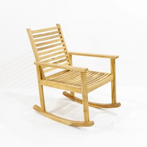 Fauteuil à bascule en bois pour adultes, style ferme moderne, dossier haut, pour patio extérieur et véranda - Product Image 6