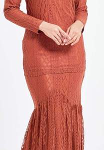 Round Neckline Lace Rustic Brown Wholesale in Vietnam Baju Kurung SIPO Wholesale Fashion Malaysia Traditional Muslim Clothing - Product Image 6