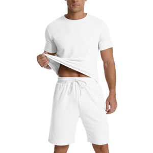 Service OEM, ensemble de survêtement sportif pour homme, été, deux pièces, short de plage, t-shirt, ensemble short avec poches latérales - Product Image 3