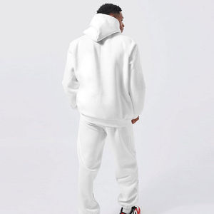 Mens <b>White</b> Solid Lightweight Breathable Hoodie <b>Tracksuit</b> Set Casual Hooded Sweatshirt and Jogger Pants - Product Image 2