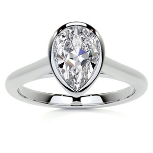 Pear Cut VVS1 Moissanite Bezel Set Engagement <b>Ring</b> Solitaire Wedding <b>Statement</b> <b>Ring</b> 18K Solid White Gold Proposal <b>Ring</b> For Her - Product Image 1