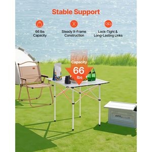 Tavolo da Campeggio Pieghevole Portatile in Alluminio, Tavolini Laterali Arrotolabili per Picnic, Leggero e Compatto con Borsa per Spiaggia e Attività all'Aperto - Product Image 3