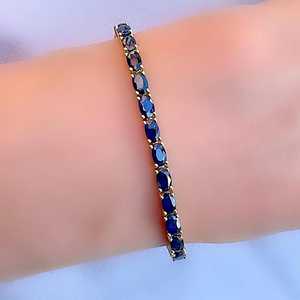 Genuine Blue Sapphire Oval Tennis Silver Bracelet Elegant Gemstone Jewelry September Birthstone Gift For Women - Product Image 4