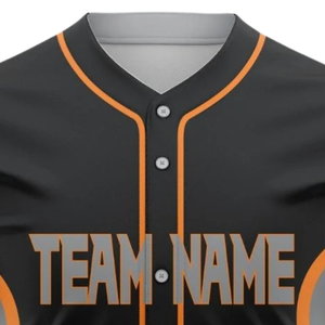 Men Custom Black Orange Button Up Baseball Jersey Breathable Softball Team Uniform <b>Athletic</b> Sports Shirt for Training - Product Image 5