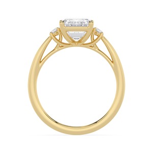 Anillo de compromiso de lujo de oro rosa de 10 quilates con diamante cultivado en laboratorio de 4.34 quilates de peso total con diseño nupcial de diamante hexagonal largo de corte esmeralda - Product Image 6
