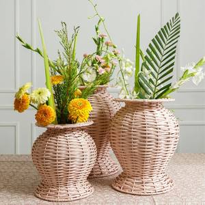 Vases en rotin rustique, style urne, pour décoration intérieure, tressés, bohèmes, vintage, pour fleurs, fabriqués au Vietnam - Product Image 5