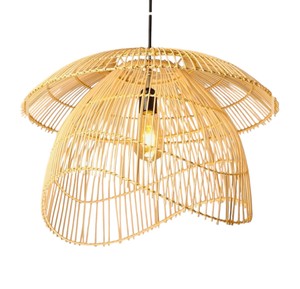 Nordic Style Hand-Woven Rattan Lampshade Large Double Tier Pendant <b>Light</b> Fixture Natural Fiber Hanging <b>Chandelier</b> For Home Decor - Product Image 1