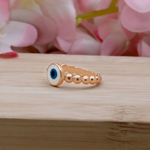 Wholesale 925 Sterling Silver Rose Gold Plated Enamel Evil Eye <b>Ball</b> Bead <b>Ring</b> Memoria Jewels - Product Image 2