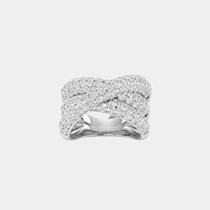 3.60CTW Round Brilliant-Cut Diamond Pavé-Set Wide Crossover <b>Statement</b> <b>Ring</b> - Product Image 5