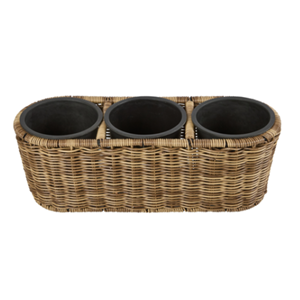 Large Rattan 3-Room <b>Tree</b> Planter with <b>Plastic</b> Insert, Boho Chic Garden Flower Pot Wholesale Vietnam Handcrafted Indoor Home - Product Image 4
