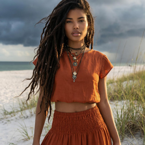 เสื้อครอปผ้าฝ้ายสำหรับผู้หญิง เสื้อลำลองฤดูร้อน เสื้อสตรีทแวร์น่ารัก เสื้อน้ำหนักเบา ชุดลำลองประจำวัน ไซส์พลัส - Product Image 2