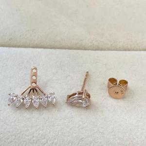 Pendientes de Diamante en Forma de Pera, Pendientes de Diamante Cultivado en Laboratorio, Pendientes de Botón en Forma de Pera, Pendientes de Novia de Oro, Pendientes de Boda Desmontables - Product Image 4