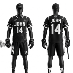 Ensemble d'uniformes de lacrosse en polyester 180 GSM de qualité supérieure, design à panneaux rouge et gris, maille respirante, logo personnalisé par sublimation - Product Image 2