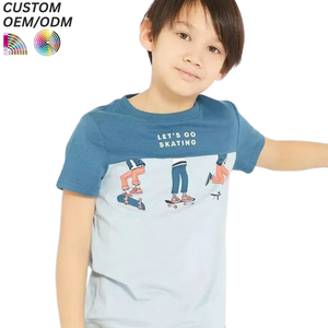 Vente en gros économique : T-shirt d'été décontracté pour enfants, en coton imprimé, à col rond, tricoté, à manches courtes, respirant, compressé, grande taille, motif dessin animé - Product Image 4