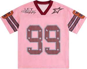 Camiseta de Jersey para Hombre y Mujer, Estilo Harajuku Hip Hop, con Gráficos Numéricos, Oversize, Gótica, Cuello en V, Malla Transpirable, Tallas Grandes - Product Image 1