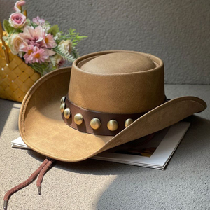 Chapeau de soleil ethnique pour le printemps et chapeau de cowboy occidental style jazz à large bord Fedora décontracté pour couple tendance - Product Image 4