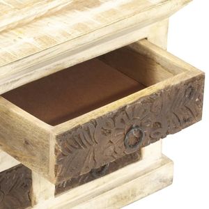 Aparador Blanco de Madera de Mango Maciza con Patrones Marrones Tallados - Product Image 6