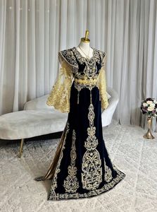 Magnifique caftan noir avec broderies dorées sur caftan long traditionnel pour mariage, robe caftan pour femmes@2026 - Product Image 3