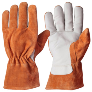 Gants de soudage TIG en cuir de chèvre renforcé et croûte de cuir de vache, certifiés CE, sans latex, résistants à la chaleur et aux étincelles, robustes et de sécurité - Product Image 2