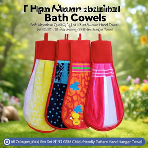 Juego de Toallas de Mano de Algodón Estampado de 9x19 Pulgadas, Suaves, Absorbentes y de Secado Rápido, 816 GSM, con Diseño de Dibujos Animados para Niños y Colgador - Product Image 3