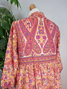 Vestido Midi Paisley Floral, Estampado Indio, Algodón Transpirable, Elegante para Uso Diario Informal, Largo Maxi con Bordado - Product Image 2