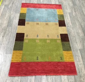 Modern Multicolor Hand Knotted Wool Gabbeh Area Rug with Color <b>Block</b> Tribal Design Decorative Carpet for Living Room - Product Image 1