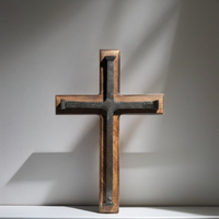 Croix chrétienne plaquée artisanale en fer forgé, décoration murale rustique moderne, cadeau religieux, sculpture spirituelle artisanale, Noël, Nouvel An