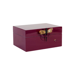 Boîte de rangement en laque bordeaux avec poignée libellule, étui décoratif fait à la main pour accessoires de maison - Product Image 2