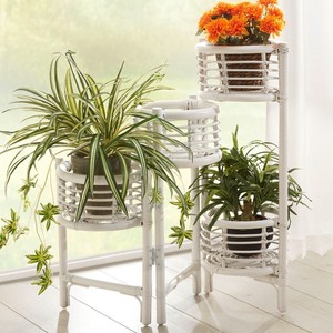 Boho plant display stand for outdoor & indoor hand-made rattan planter holder greenery pot <b>shelf</b> - Product Image 4