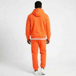 Wholesale Men's Orange Solid Color Quarter Zip Hoodie For Men Oversized Moisture Wicking Breathable Custom Logo Hoodie For Men - Product Image 3