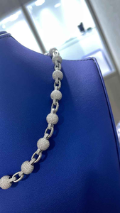 Lab Grown Diamond Beaded Link <b>Chain</b> Necklace <b>Iced</b> <b>Out</b> Luxury Hip Hop Statement Necklace Unisex Jewelry Gift Accessory - Product Image 6