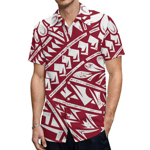 Chemise hawaïenne personnalisée pour homme, manches courtes, boutonnée, avec poche, rouge et blanc, décontractée, pour l'été - Product Image 4