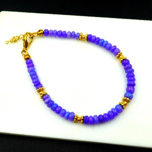 HAYAAT GEMS Natural Blue Ethiopian Opal Beaded Bracelet | AAA High <b>Fire</b> Gemstone October Birthstone Romantic Style - Product Image 5