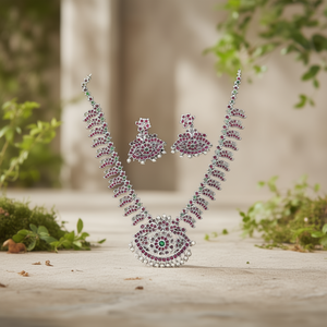 Oxidised Silver Fashion Jewelry Necklace Set - Product Image 3