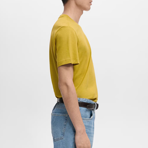 เสื้อยืดคอกลมแขนสั้นผู้ชาย สีเหลือง ผ้าฝ้าย ทรงหลวม สไตล์ลำลอง สีพื้น ผ้าฟลีซ โลโก้ด้านหน้า ระบายอากาศได้ดี เป็นมิตรกับสิ่งแวดล้อม - Product Image 4