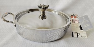 Casserole RUFFONI à cœur en cuivre, 24 cm, couvercle rond en acier inoxydable avec insert en verre, durable, compatible induction, fabriqué en Italie - Product Image 1