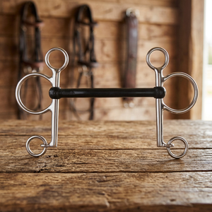 Mors de cheval en acier inoxydable avec embout en caoutchouc et chaîne de bridage - Product Image 6