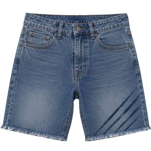 Shorts en jean pour homme bleu moyen personnalisés, coupe droite, ourlet brut, imprimés, en coton, décontractés, été, logo personnalisé, OEM, vente en gros - Product Image 1