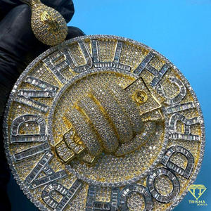 Custom Hood Rich Hip Hop Pendant for Men Women with Hand Set Moissanite Diamonds and 925 <b>Silver</b> - Product Image 2