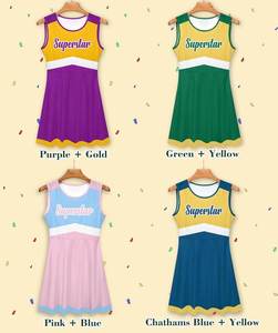 Ensemble d'uniformes de cheerleading personnalisés en dentelle et polyester pour femmes, imprimés par sublimation, sans manches, pour l'entraînement - Product Image 5