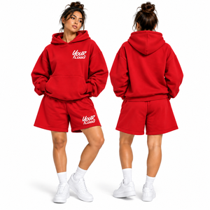 Conjunto de Sudadera con Capucha y Pantalones Cortos para Mujer, de Alta Calidad, Cómodo, Deportivo e Informal, Conjunto de Dos Piezas - Product Image 1