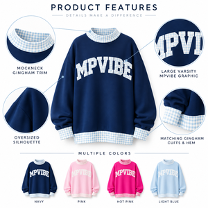 Sudadera Extra Grande para Mujer MPVIBE, Cuello Redondo, Estampado de Letras, Manga Larga, Tejida en Algodón, Ropa Casual de Primavera - Product Image 5